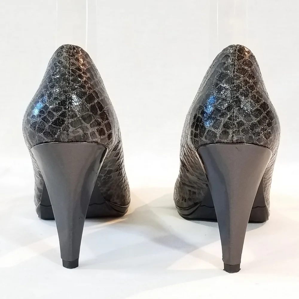 MODA Spana Snake-Look Leather Peep-Toe Heels - Picture 6 of 7